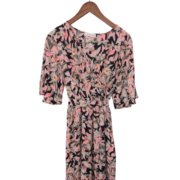 Chris & Carol Hot Pink & Black Floral Hi-Low Maxi Dress  Size Small - Picture 2 of 3